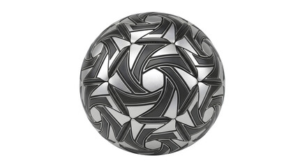 Futuristic silver and black soccer ball design isolated on transparent background