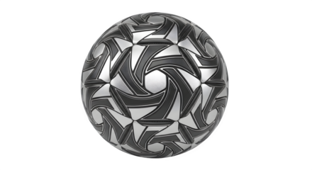 Futuristic silver and black soccer ball design isolated on transparent background
