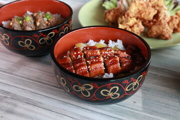 Deliciously presented, showcasing a variety of dishes in decorative bowls