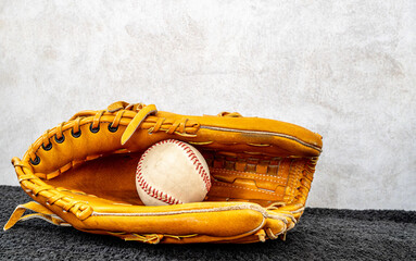baseball glove and ball