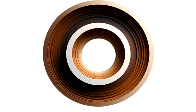 Abstract, concentric ring design with metallic and contrasting inner circles on black