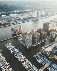 Aerial View Boats Docked Near