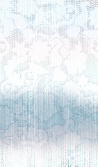 Beautiful ethnic pattern, painted. Graphic drawing, hand-drawn graphics. Geometric ornamentation in Russian, Indian, and Chinese styles.A pattern with a watercolour firebird, feathers, and curls.