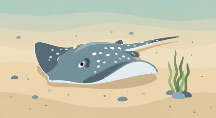 Spotted ray on ocean floor.