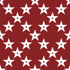 Obraz premium Minimal seamless pattern featuring small white stars evenly spaced on a bold red background. Perfect for holiday packaging, fabric prints, Christmas wrapping paper, Valentine’s decor, etc.