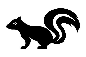skunk silhouette line art, skunk animal black icon