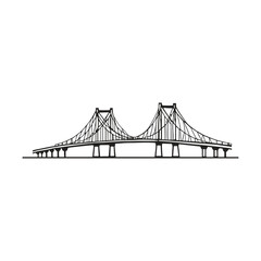 Fototapeta premium Bridge illustration in minimalist style with line art design 