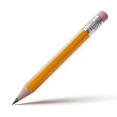 Yellow Wooden Pencil with Eraser on a White Background