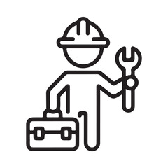 Construction worker with toolbox and wrench icon