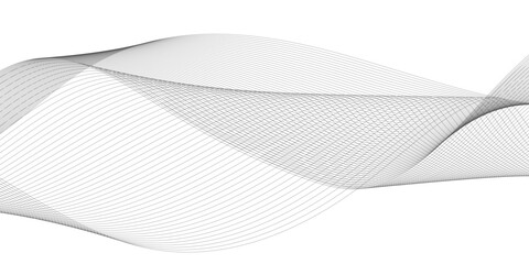 Grey and white wavy curve line with digital future technology concept background. Line art striped graphic template, banner background. Vector illustration.