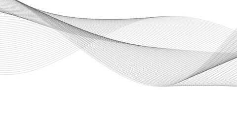 Grey and white wavy curve line with digital future technology concept background. Line art striped graphic template, banner background. Vector illustration.