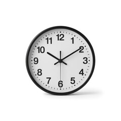 Analog Clock with White Face Showing Time Against White Background