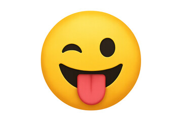 Fototapeta premium Winking face emoji with tongue out expressing playful, silly, teasing, and humorous communication