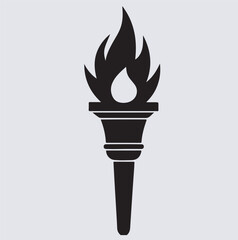fire torch icon silhouette vector art illustration, vector illustration of a burning torch