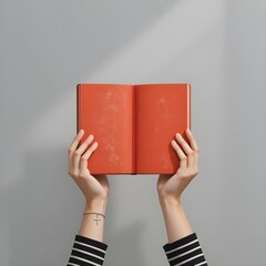 Hands holding open book, ready for inspiration and knowledge discovery in modern setting