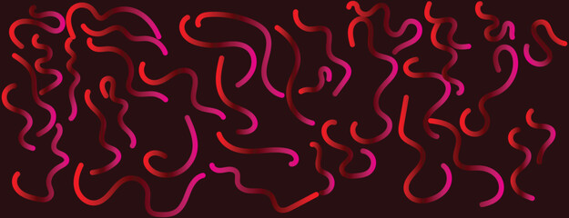 Abstract flowing organic shapes in vibrant red and pink hues against a deep maroon background