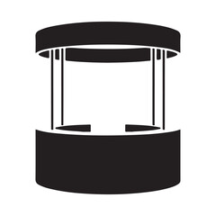 Black silhouette of a circular exhibition booth or kiosk