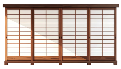 Wooden sliding screen room dividers in a traditional Japanese style, featuring paper panels