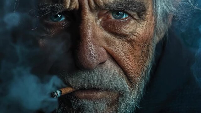 Gritty Old Man Smoking