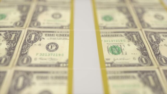 Stacked US Dollar Bills in Shallow Depth of Field Financial Close-Up