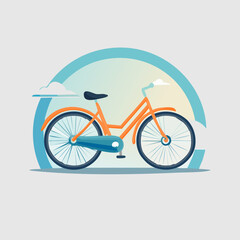 Fototapeta premium Stylized Bicycle Illustration with Scenic Backdrop.