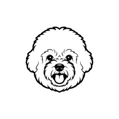 Bichon Frise dog head black and white graphic face