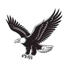 Obraz premium Eagle in flight vector illustration with wings spread black silhouette symbol of freedom and wildlife
