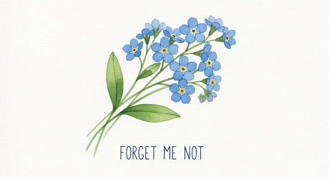 Delicate Blue Forget Me Not Flowers with Gentle Message
