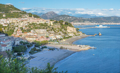 Vietri sul mare - Amalfi coast - The city panorama with the beach.