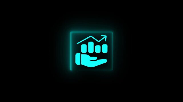 blue neon box color Neon loyalty concept, the people, advocates for your brand who will continuously engage with, repeatedly purchase from, Loyalty icon isolated on black background