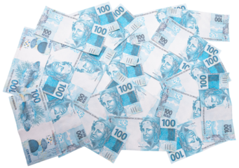 Notas de Dinheiro Reais Brasileiros 100 e 50 PNG com fundo transparente
