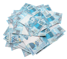 Notas de Dinheiro Reais Brasileiros 100 e 50 PNG com fundo transparente