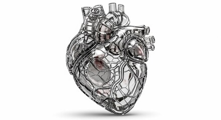 A metallic heart sculpture representing health and recovery. It symbolizes the impact of alcohol on the body and the journey towards sobriety.