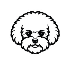 Black and white cartoon bichon frise dog face vector