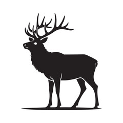 Deer silhouette vector illustration of a wild stag with antlers in nature