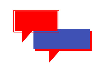 Red and blue empty speech bubble banner template isolated on transparent background