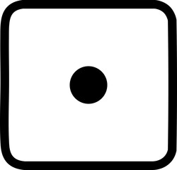 Single Dot Dice Face One Icon — Minimalist Flat Outline Vector Illustration