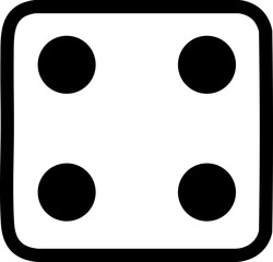 Four Dot Dice Face Icon— Flat Minimal Outline Vector Illustration