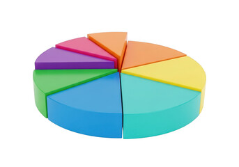 Obraz premium Colorful pie chart isolated on transparent background