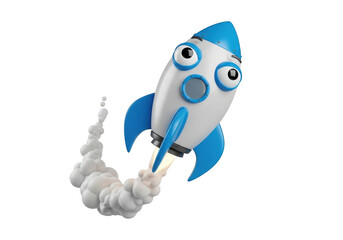 Cartoon rocket launch isolated on transparent background