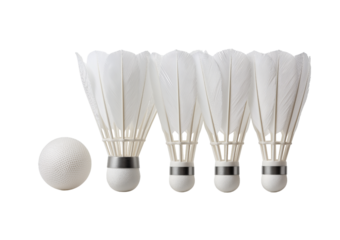 White Badminton Shuttlecocks and Ball isolated on a transparent background