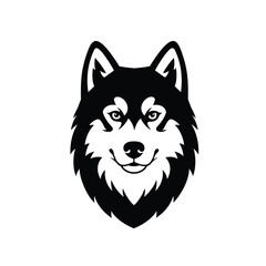 Black and white graphic of a husky dog face animal 1