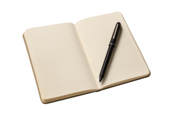 Open blank notebook with pen for writing notes