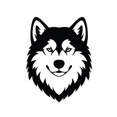 Black and white husky dog head graphic vector