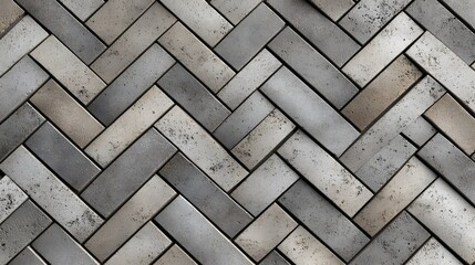 Polished Concrete Mosaic Tiles Herringbone Pattern Grey Beige
