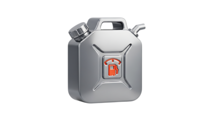Silver fuel canister with red gas pump icon on a black background video 4k