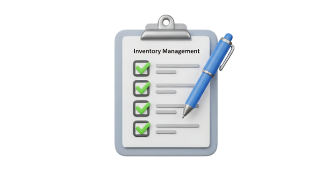 Clipboard with inventory management text and a blue colored pen video 4k