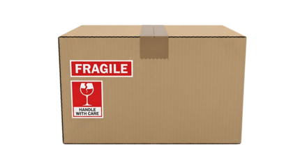 A cardboard box with fragile and handle with care warning labels video 4k