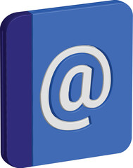 A glossy, blue e-mail sign or icon represents internet communication, often used as a contact button or message symbol for a business address