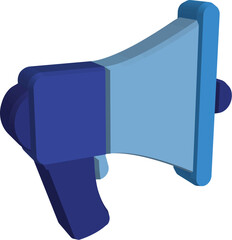 Blue megaphone and speech bubble icons in a 3D vector illustration symbolize business communication and web design message concepts
